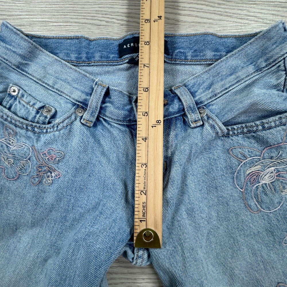 Aeropostale Women Jeans Super Low Rise Ultra Wide Leg Light Wash Floral Sz 28(?) - Picture 5 of 8